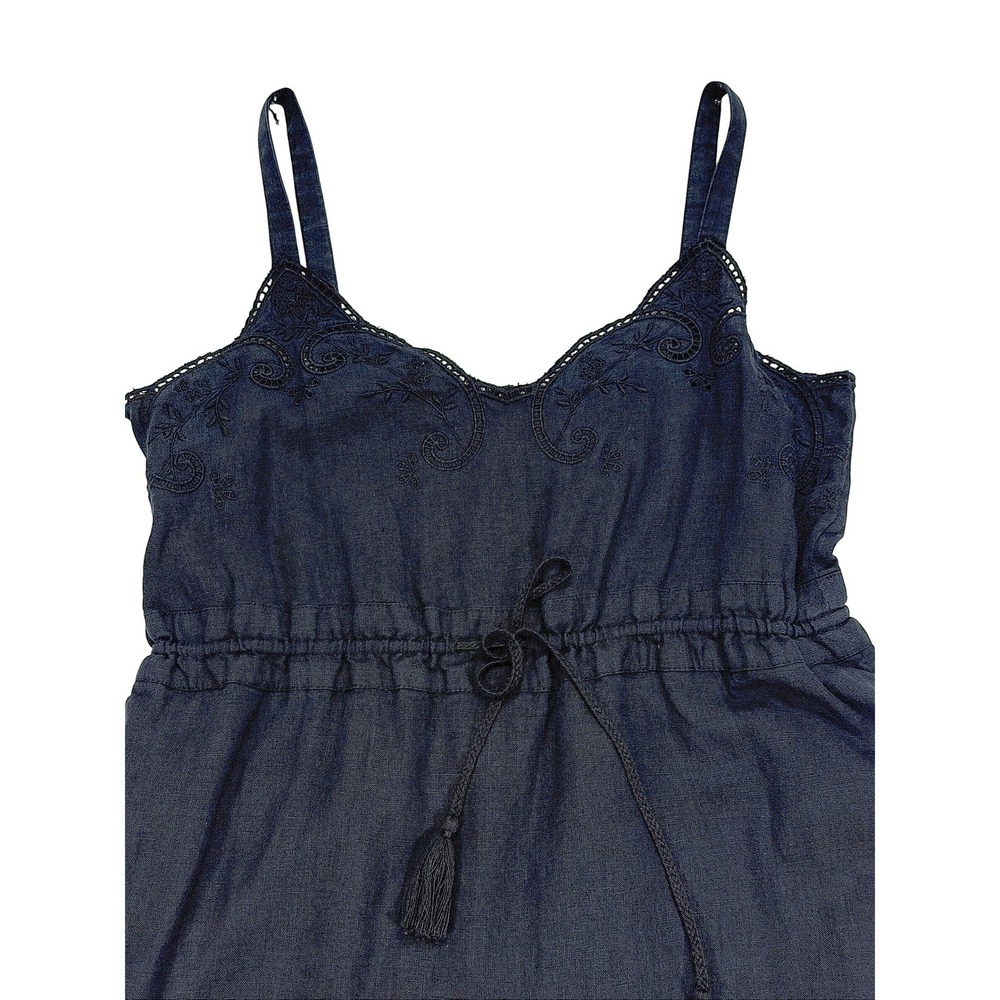 J. Crew Embroidered Linen Drawstring Waist Midi Dress with‎ Pockets Black Size 6 - Picture 3 of 11